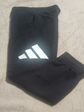 Adidas Boy's Black Jogger Sweatpants with White Logo